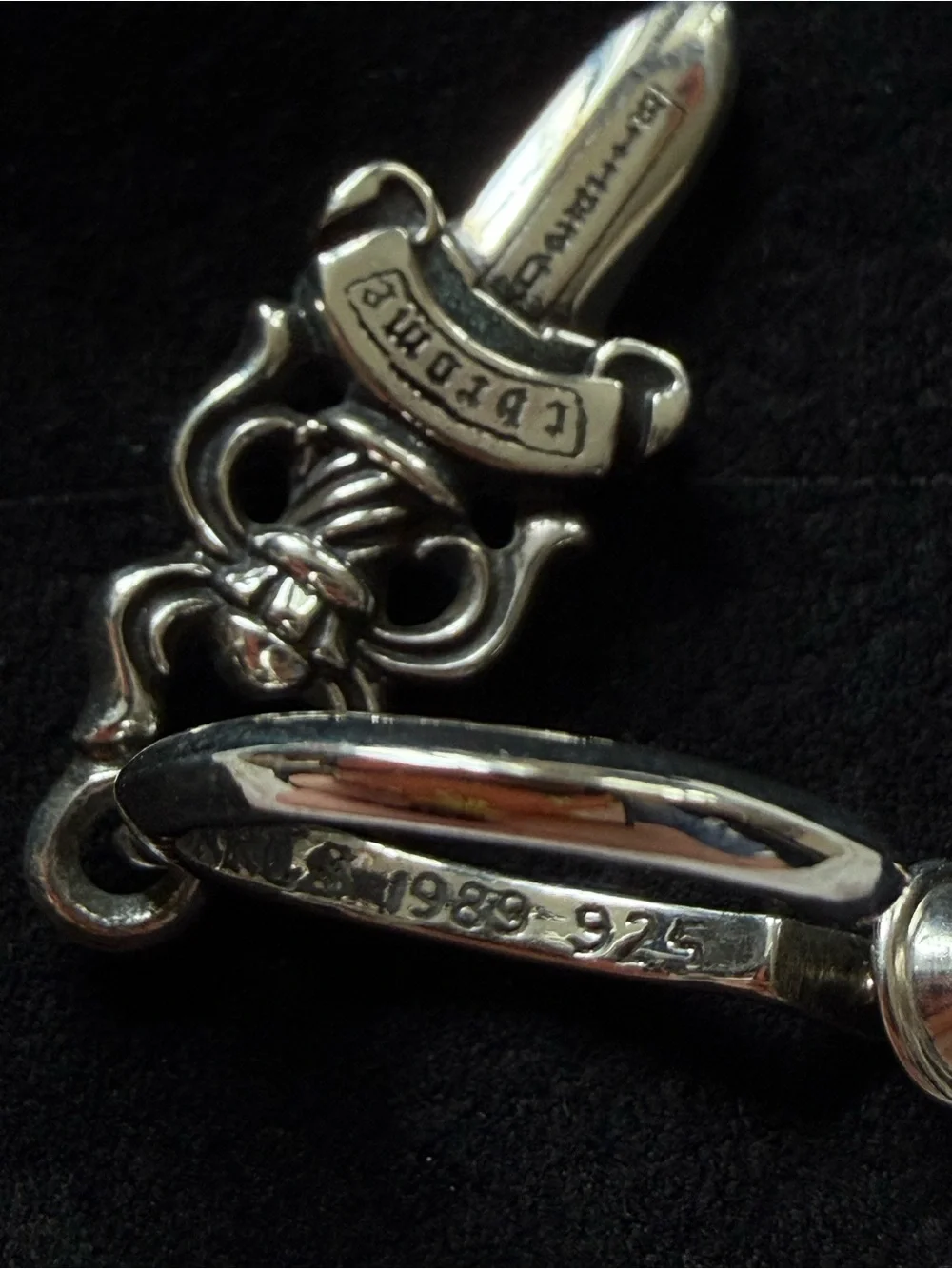 Chrome Hearts Silver #5 Dagger Hoop Earring